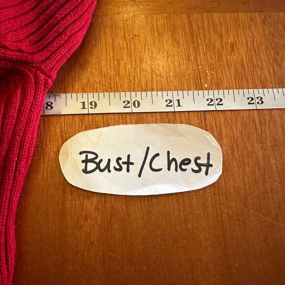 Mary McFadden Collection Red Ribbed Full Zip Sweater With Fold-Over Collar - Picture 4 of 5